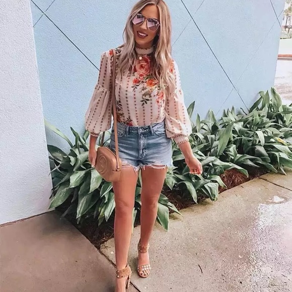 Bohemian Floral Long Sleeve Chiffon Blouse Top - Picture 3 of 6